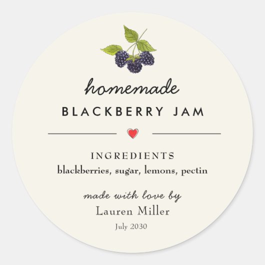 Blackberry Jam Jar zelfgemaakte moderne Ronde Sticker (Voorkant)