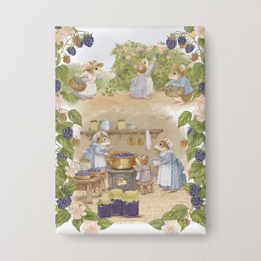 Blackberry Jam Muizen Cottagecore Button (Voorkant)