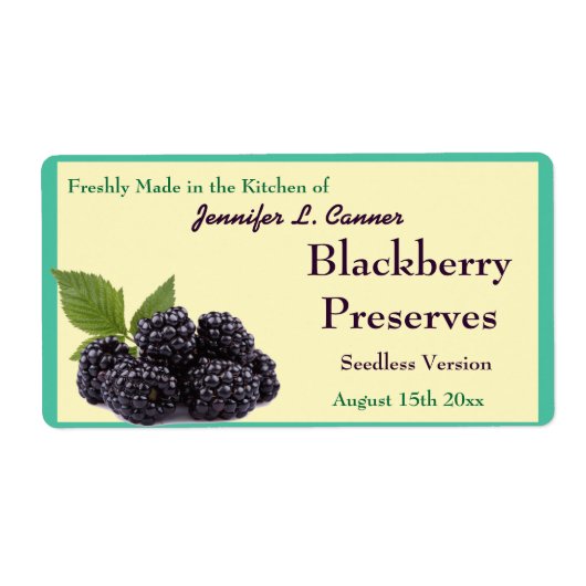 BlackBerry Jam of bewaart fruit inblikken pot Etiket (Voorkant)