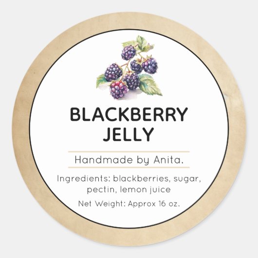 BlackBerry Jam of Jelly Canning Jar Label (Voorkant)