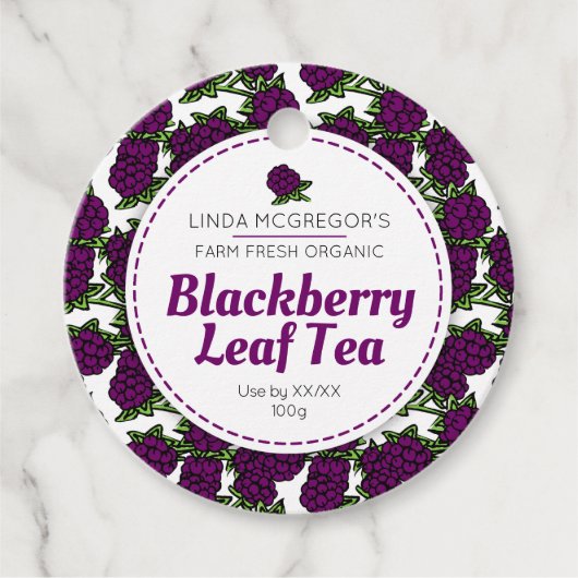 Blackberry leaf tea custom boerderij productetiket bedankjes labels (Voorkant)