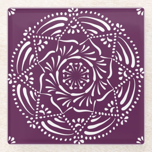 Blackberry Mandala Glazen Onderzetter (Voorkant)