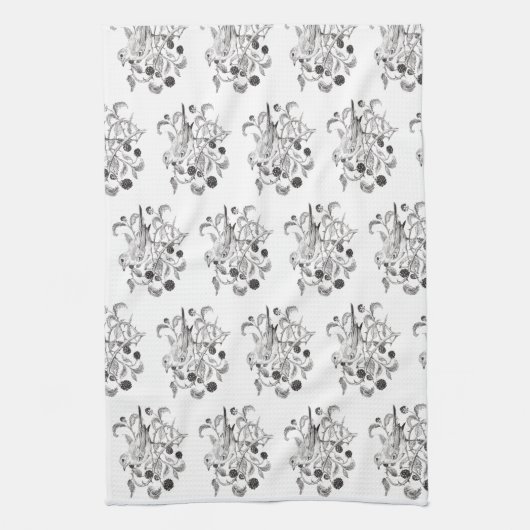 Blackberry oogst - theedoek (Verticaal)