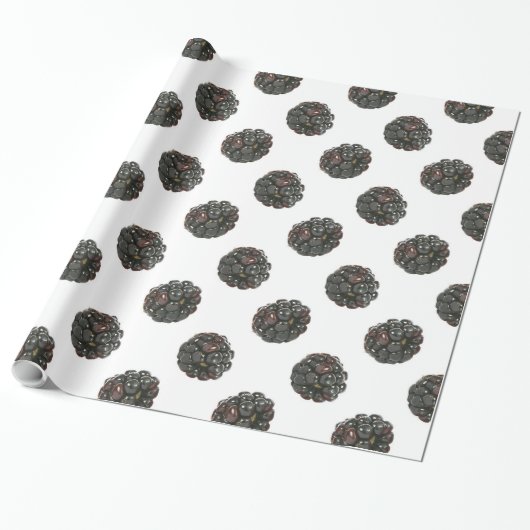 Blackberry. Polka stippen. fruitpatroon. Cadeaupapier (Uitgerold)