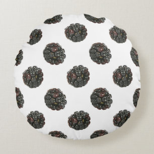 Blackberry. Polka stippen. fruitpatroon. Rond Kussen