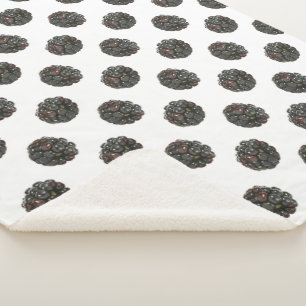 Blackberry. Polka stippen. fruitpatroon. Sherpa Deken