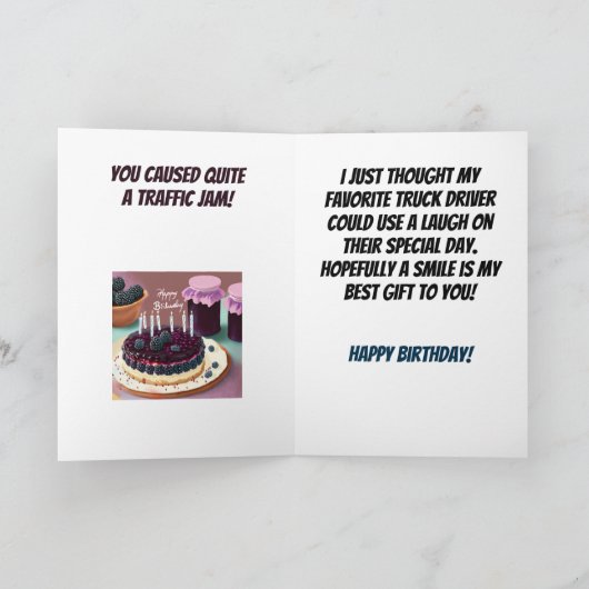 BlackBerry Spill Truck Driver Grappige Verjaardag Kaart (Binnen)
