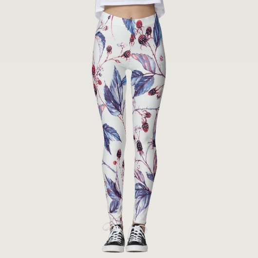 Blackberry-takken:  Waterverf. Leggings (Voorkant)