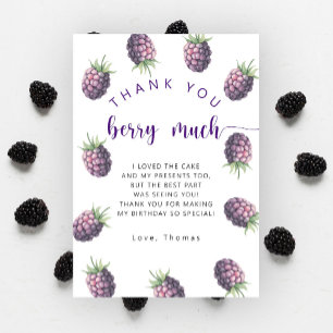 Blackberry verjaardagsfeestje dank u bessen veel bedankkaart