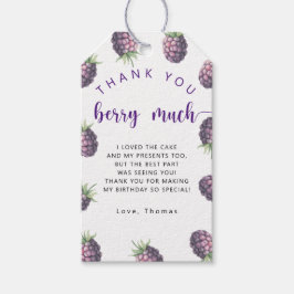 Blackberry verjaardagsfeestje dank u bessen veel cadeaulabel
