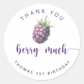 Blackberry verjaardagsfeestje dank u bessen veel ronde sticker (Voorkant)