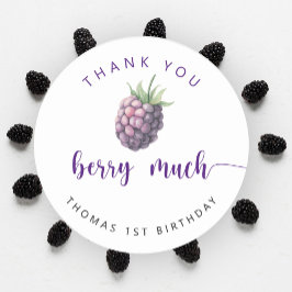 Blackberry verjaardagsfeestje dank u bessen veel ronde sticker