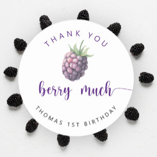 Blackberry verjaardagsfeestje dank u bessen veel ronde sticker