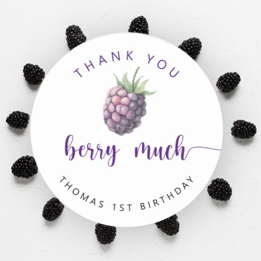 Blackberry verjaardagsfeestje dank u bessen veel ronde sticker
