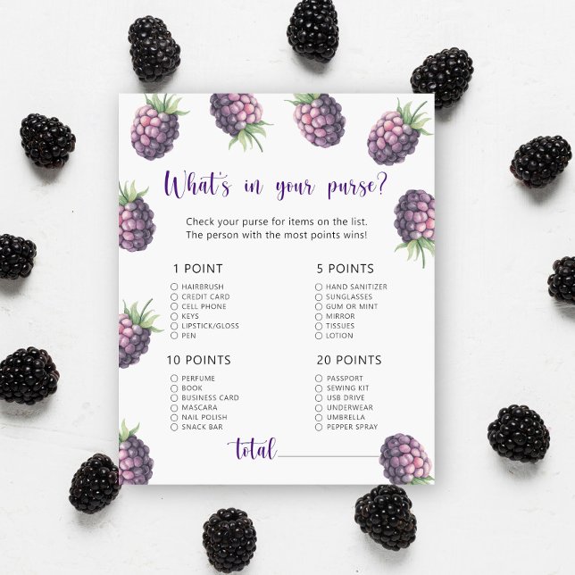 Blackberry - Wat zit er in je tas baby shower spel (Creator heeft geüpload)