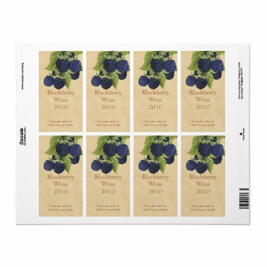 Blackberry-wijnflesetiket Etiket (Full Sheet)