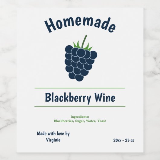 BlackBerry Wijnflesetiket Sticker (Enkel label)
