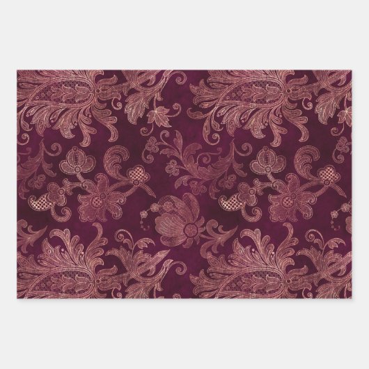 Blackberry Wine Pattern Inpakpapier Vel (Voorkant 2)
