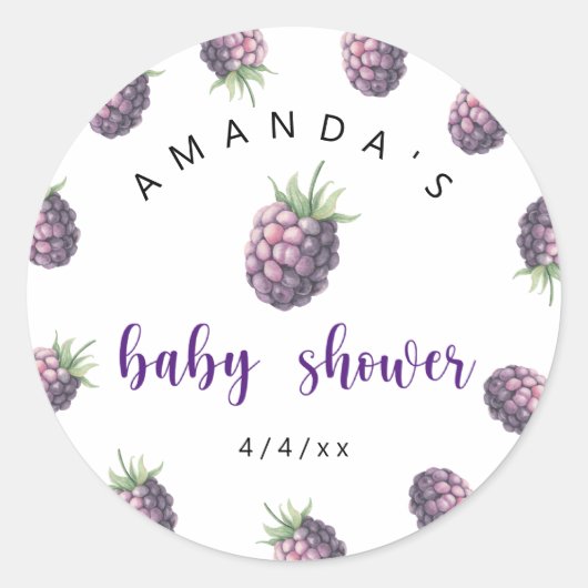 Blackberry's - Baby shower Ronde Sticker (Voorkant)