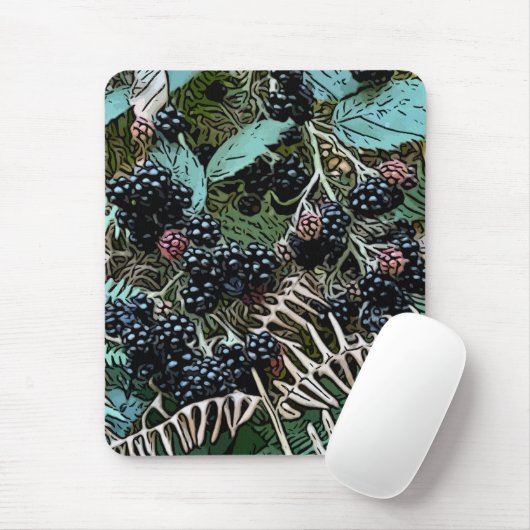 Blackberry's op de wijnstok muismat (Met muis)