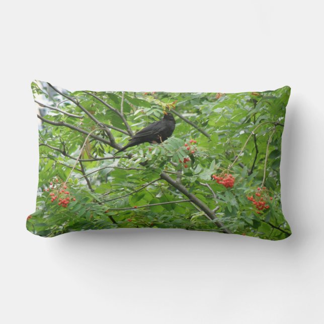 Blackbird and Berries Pillow Kussen (Voorkant)