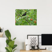 Blackbird and Berries Print (Thuiskantoor)