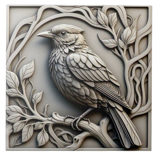 Blackbird - Art Nouveau Keramische Tegel Tegeltje