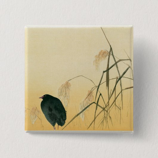 Blackbird, Edo Period Vierkante Button 5,1 Cm (Voorkant)