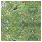Blackbird en Berries Patterned Craft Fabric Stof (Close Up)