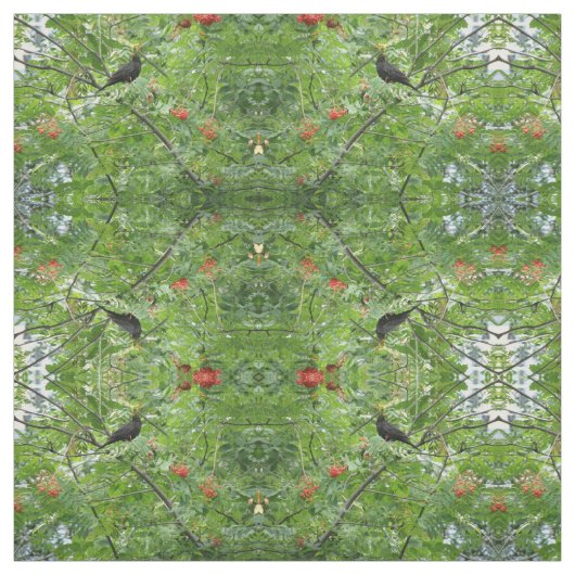 Blackbird en Berries Patterned Craft Fabric Stof (Swatch)