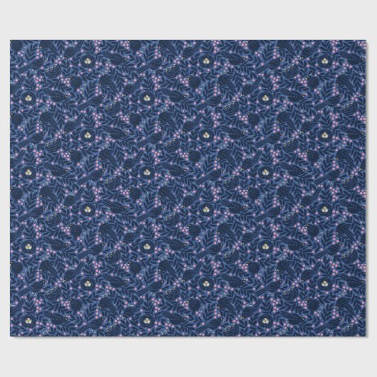 Blackbird en Nest met gouden eieren blauw en roze Cadeaupapier (Vlak)
