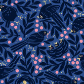 Blackbird en Nest met gouden eieren blauw en roze Cadeaupapier