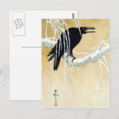 Blackbird in Snow, Ikeda Koson Briefkaart (Voorkant / Achterkant)