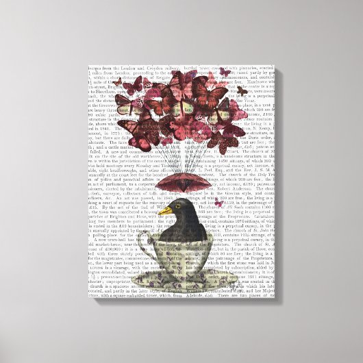 Blackbird in Teacup Canvas Afdruk (Voorkant)