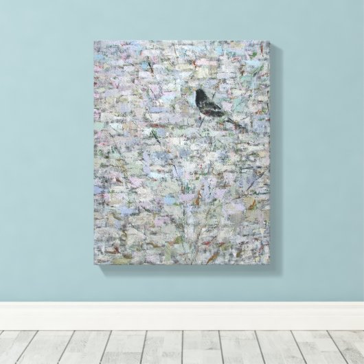 Blackbird in Tree 2012 Canvas Afdruk (Insitu (Houten vloer))