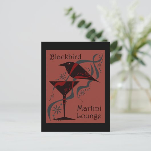 Blackbird Martini Lounge Briefkaart (Staand voorkant)
