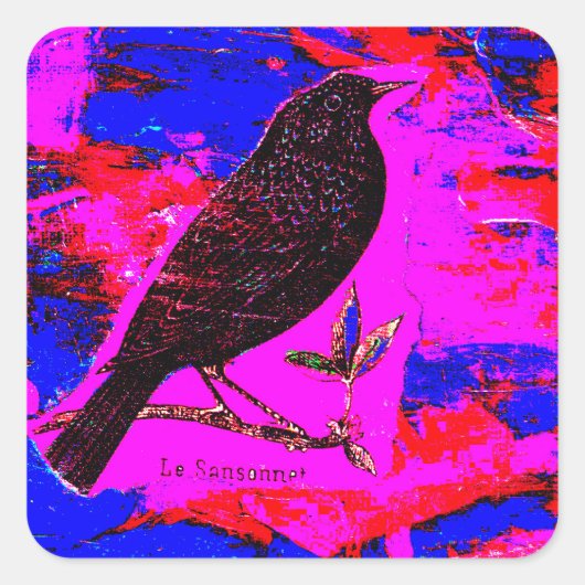 Blackbird Mixed Media Digital Art Vierkante Sticker (Voorkant)