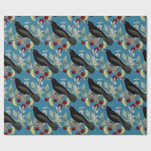  Blackbird op Blue Craft of Cadeaupapier (Vlak)