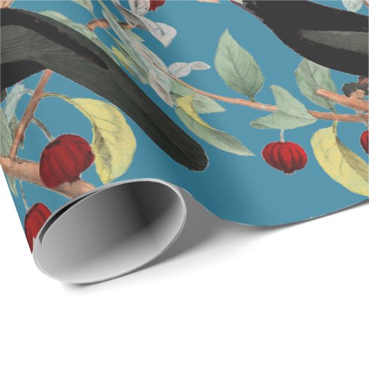  Blackbird op Blue Craft of Cadeaupapier (Rol Hoek)