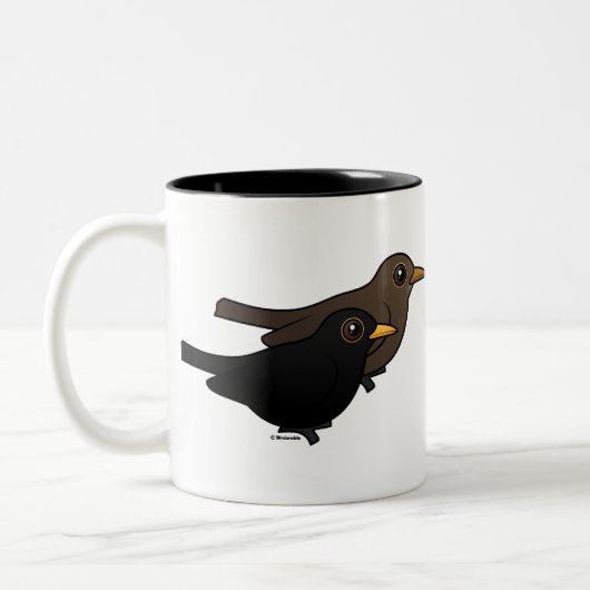 Blackbird Pair Tweekleurige Koffiemok (Links)