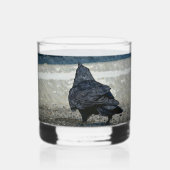 Blackbird Raven in de tinten grijs en zwart Whisky Glas (Achterkant)