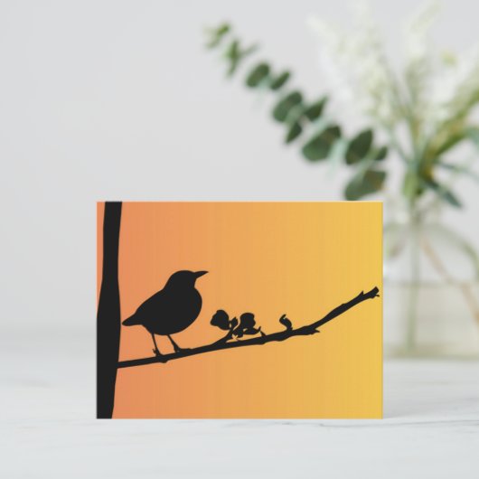 Blackbird Silhouette Briefkaart (Staand voorkant)