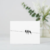 Blackbird Silhouette op Wire Briefkaart (Staand voorkant)