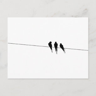 Blackbird Silhouette op Wire Briefkaart