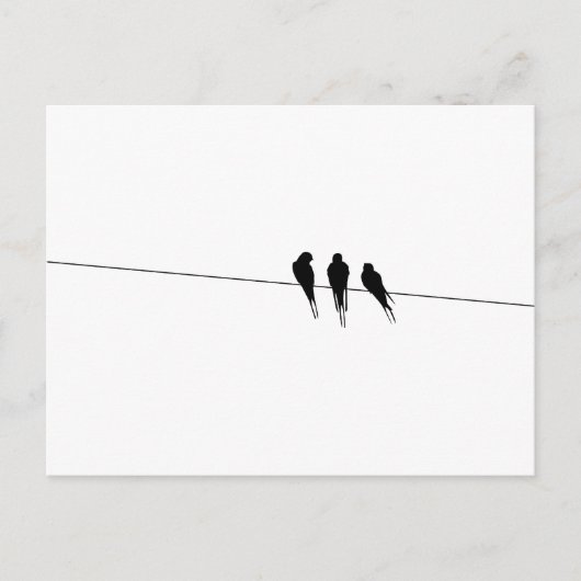 Blackbird Silhouette op Wire Briefkaart (Voorkant)