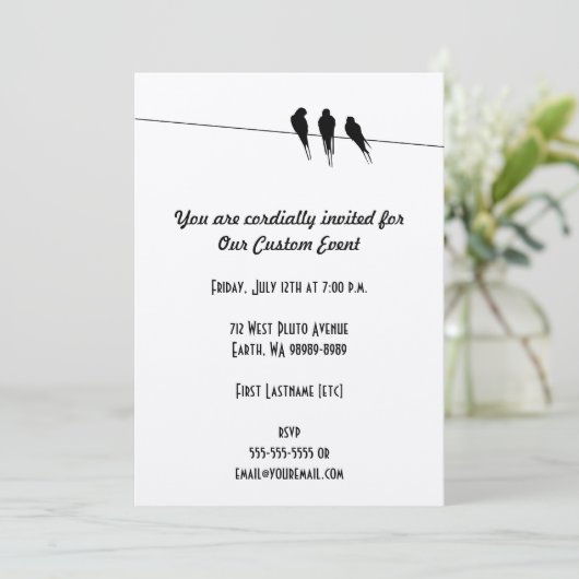 Blackbird Silhouette op Wire Kaart (Staand voorkant)