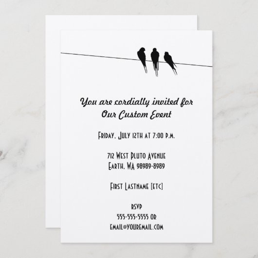 Blackbird Silhouette op Wire Kaart (Voorkant / Achterkant)