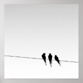 Blackbird Silhouette op Wire op Gradient Sky Poster (Voorkant)