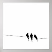 Blackbird Silhouette op Wire Poster (Voorkant)
