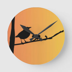 Blackbird Silhouette Ronde Klok